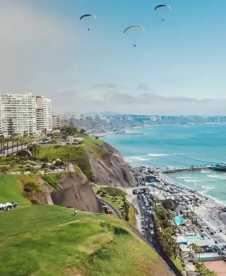 Scenic ocean view from Costa Verde, Lima, with cliffs and coastline | Andean Travel Experience