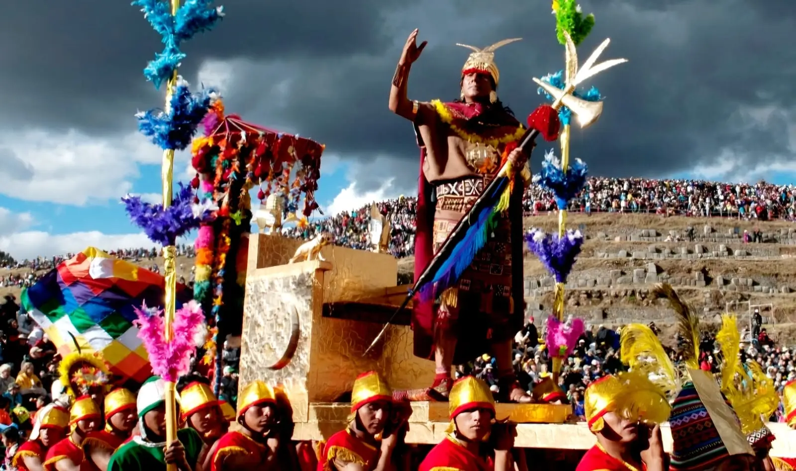 Inti Raymi Festival in Cusco, Peru, with performers in traditional Inca costumes celebrating the Festival of the Sun | Andean Travel Experience