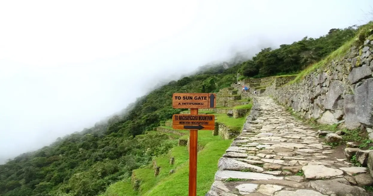 Sign for Intipunku (Sun Gate) at Machu Picchu, Peru | Andean Travel Experience