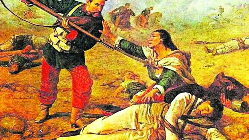 Portrait of Micaela Bastidas, Indigenous Peruvian revolutionary leader from the 18th century, wearing traditional Andean clothing, symbolizing strength, resistance, and her role in the Túpac Amaru II rebellion. | Andean Travel Experience