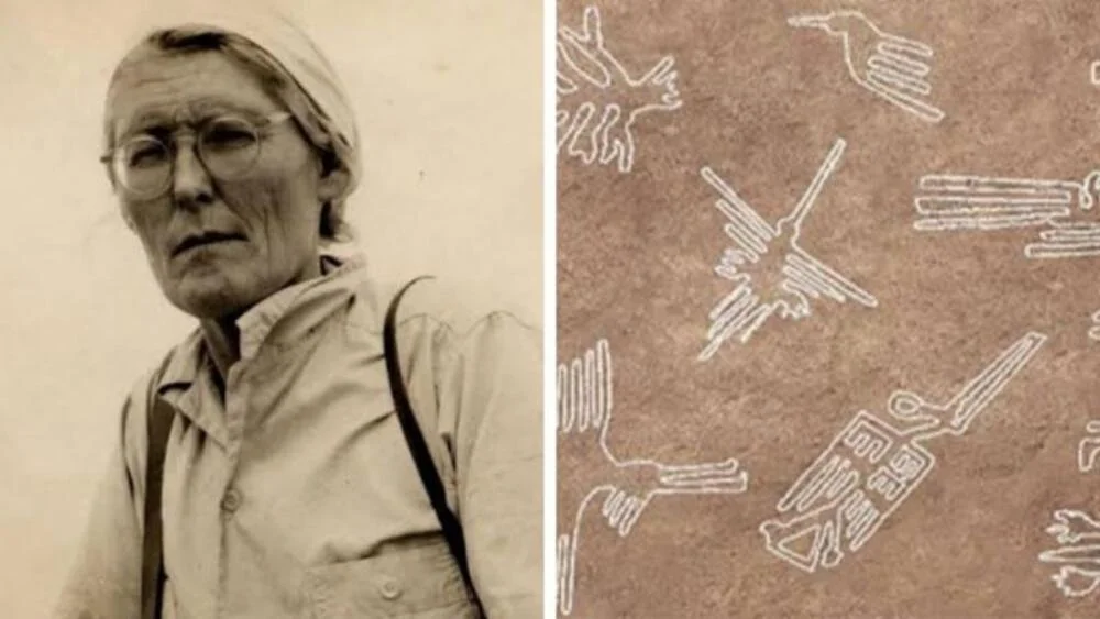 Ana María Cogorno, Peruvian researcher of the Nazca Lines, standing in the desert landscape near the ancient geoglyphs, symbolizing preservation and study of Peru’s archaeological heritage. | Andean Travel Experience