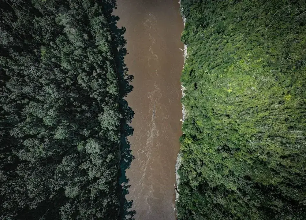 Aerial view of the Peruvian Amazon rainforest, showing dense green canopy, winding rivers, and lush tropical vegetation from above. | Andean Travel Experience