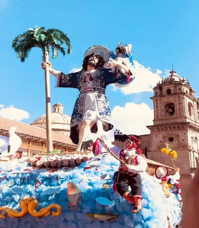 Saint Christopher during the Corpus Christi procession | Andean Travel Experience