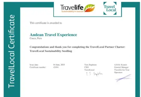 Travel Local Certificate | Andean Travel Experience