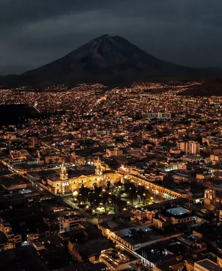 The white city Arequipa at night center of the city | Andean Travel Experience