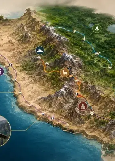 A map can show you where to go, but the true magic of Peru lies in how you experience it. From the Pacific Coast and the majestic Andes to the Amazon Rainforest, every destination is connected by extraordinary landscapes, rich traditions, and unforgettable encounters. With thoughtful planning, the right route, and local expertise, your journey becomes more than a vacation—it becomes a collection of meaningful experiences. At Andean Travel Experience, we create tailor-made itineraries that help you discover Peru in comfort, authenticity, and at your own pace. Ready to Explore Peru? Let our local Travel Designers craft a personalized journey that transforms this map into your next unforgettable adventure. Contact us today and start planning your private trip to Peru. A map can show you where to go, but the true magic of Peru lies in how you experience it. From the Pacific Coast and the majestic Andes to the Amazon Rainforest, every destination is connected by extraordinary landscapes, rich traditions, and unforgettable encounters. With thoughtful planning, the right route, and local expertise, your journey becomes more than a vacation—it becomes a collection of meaningful experiences. At Andean Travel Experience, we create tailor-made itineraries that help you discover
