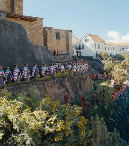 Inti Raymi celebration at Qorikancha, Cusco, Peru, with traditional Inca rituals and costumes | Andean Travel Experience