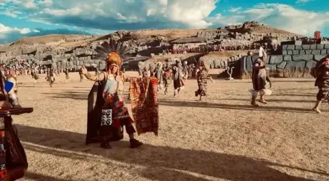 Inti Raymi celebration at Sacsayhuamán, Cusco, Peru, with traditional Inca rituals and performances | Andean Travel Experience