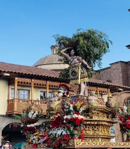 Saint Sebastian during the Corpus Christi procession in Cusco | Andean Travel Experience 