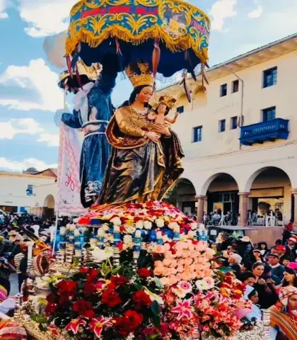 Virgin of the Nativity during the Corpus Christi procession in Cusco | Andean Travel Experience