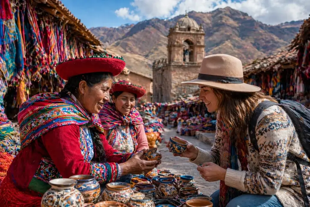 Local Tourist in Peru Textile Market | Andean Travel Experience