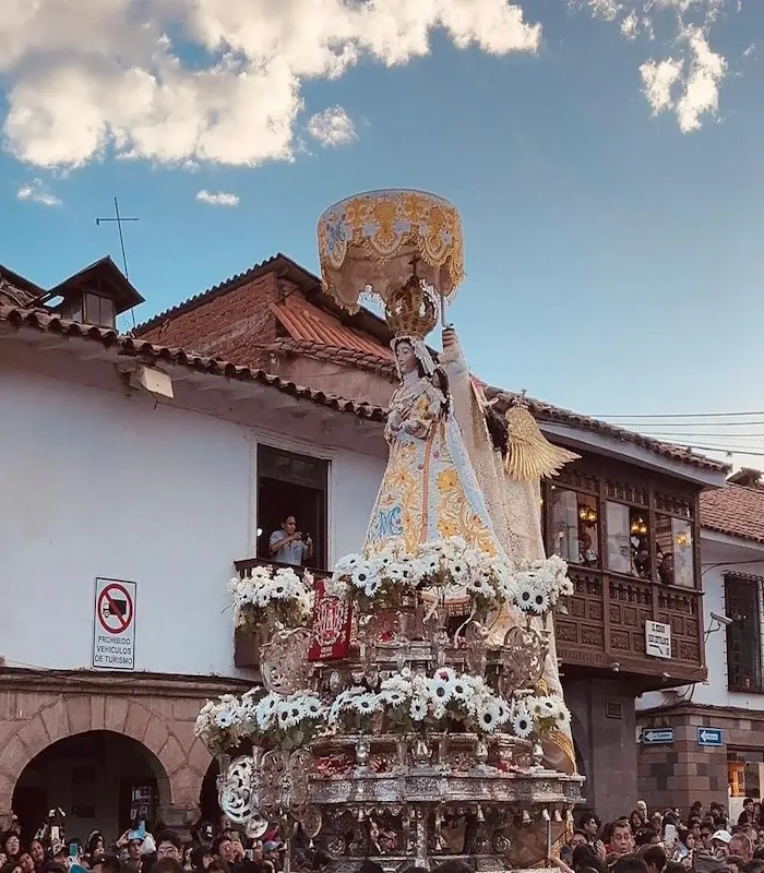 The Virgin of Bethlehem during the Corpus Christi procession in Cusco | Andean Travel Experience